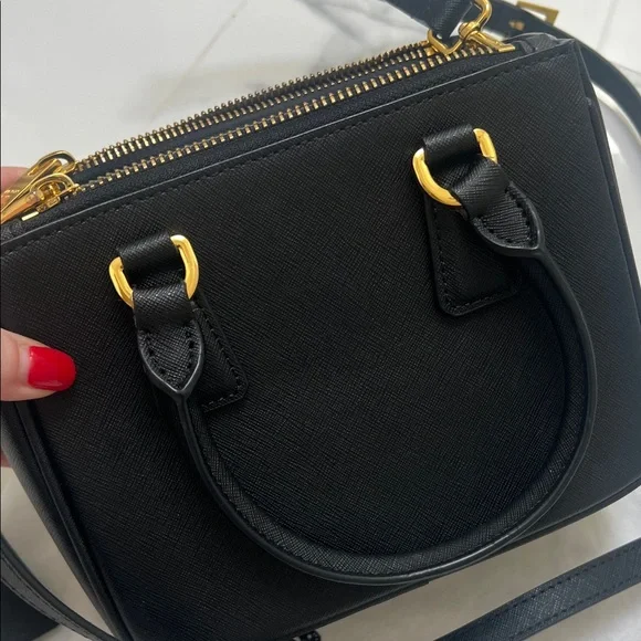 Prada Black Saffiano Mini Satchel with Gold Hardware - Picture 6 of 10
